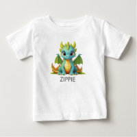Green Blue Baby Dragon Personalisiert Baby T - Shi