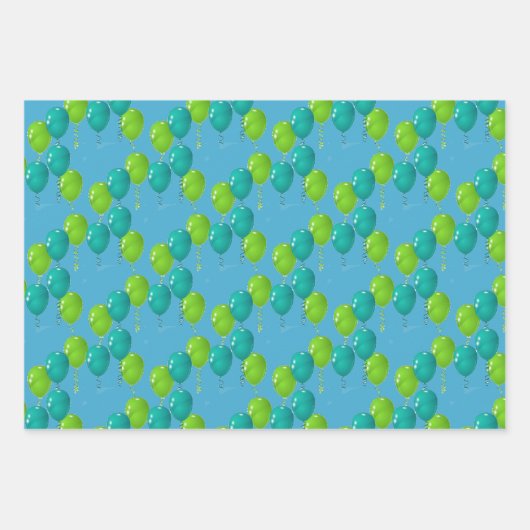 Green Blue Balloons Design Geschenkpapier Set (Vorderseite 2)