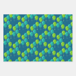 Green Blue Balloons Design Geschenkpapier Set