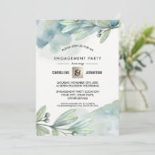 Green | Blue Berry Branch Engagement Party Einladung (Stehend Vorderseite)