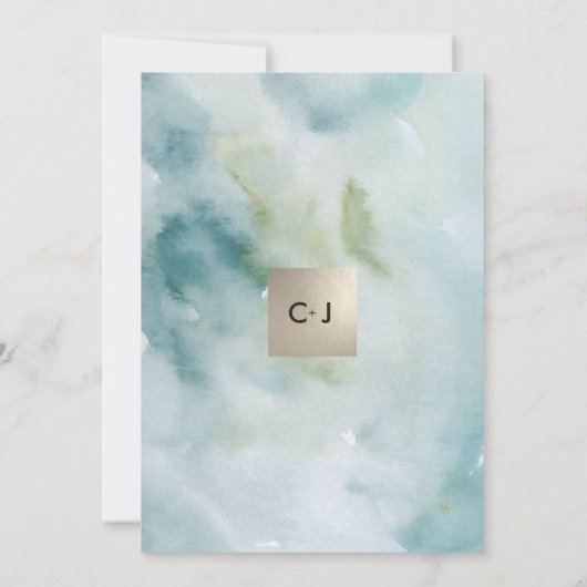 Green | Blue Berry Branch Engagement Party Einladung (Rückseite)