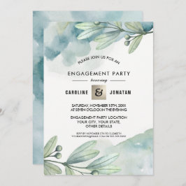 Green | Blue Berry Branch Engagement Party Einladung