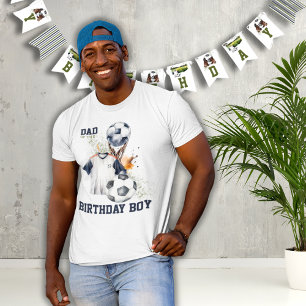Green Blue Birthday Boy Vater Soccer Party T-Shirt