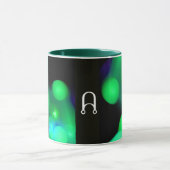 GREEN BLUE BLACK FRAKTAL BUBBLES MONOGRAMM TASSE (Zentrum)