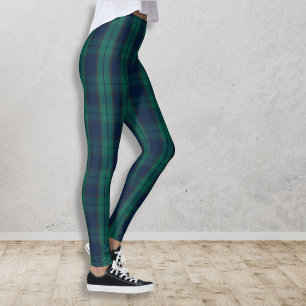 Green Blue Black Watch Kariert Scottish Tartan Leggings