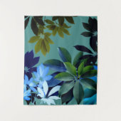 Green, Blue Blätter Art Wall Tapestry Wandteppich (Vorderseite)