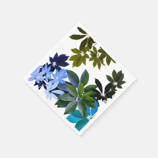 Green & Blue Blätter Standard Cocktail Napkin Serviette (Ecke)