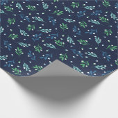 Green & Blue Blätter Urlaubsmuster Geschenkpapier (Ecke)