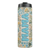 Green Blue Boho Blume 3D-Effekt Mama Thermosbecher (Vorderseite)
