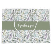 Green Blue Botanical Watercolor Große Geschenktüte (Vorderseite)