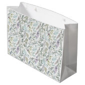 Green Blue Botanical Watercolor Große Geschenktüte (Rückseite Schrägansicht)