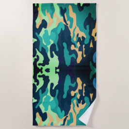 Green Blue Camouflage Beach Handtuch