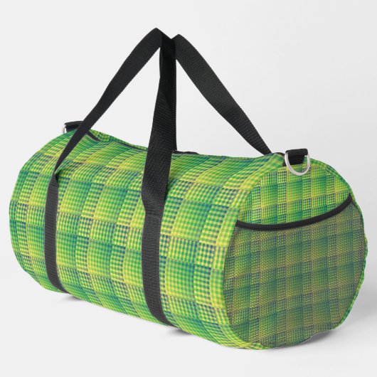 Green Blue Checker Abstract Pattern Large Duffle Bag (Rechte Ecke)