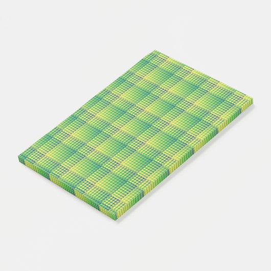 Green Blue Checker Abstract Pattern Post-it Klebezettel (angewinkelt)