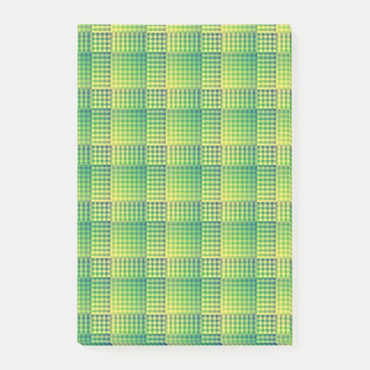 Green Blue Checker Abstract Pattern Post-it Klebezettel (Vorderseite)