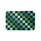 Green Blue Checkered Gingham Pattern Badematte (Vorderseite)