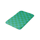 Green Blue Checkered Gingham Pattern Badematte (Schrägansicht)