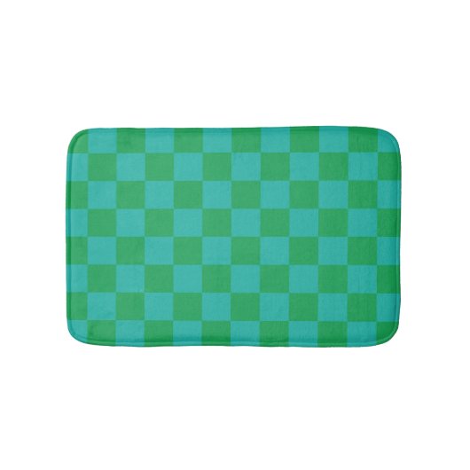 Green Blue Checkered Gingham Pattern Badematte (Vorderseite)