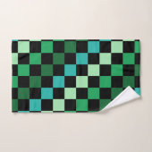 Green Blue Checkered Gingham Pattern Badhandtuch Set (Handtuch)