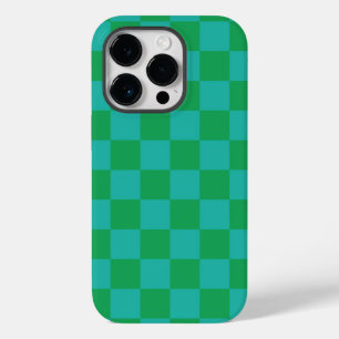 Green Blue Checkered Gingham Pattern Case-Mate iPhone 14 Pro Hülle