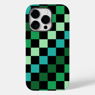Green Blue Checkered Gingham Pattern Case-Mate iPhone 14 Pro Hülle