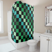 Green Blue Checkered Gingham Pattern Duschvorhang (Beispiel)