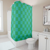 Green Blue Checkered Gingham Pattern Duschvorhang (Beispiel)
