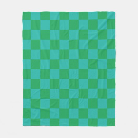 Green Blue Checkered Gingham Pattern Fleecedecke (Vorderseite)