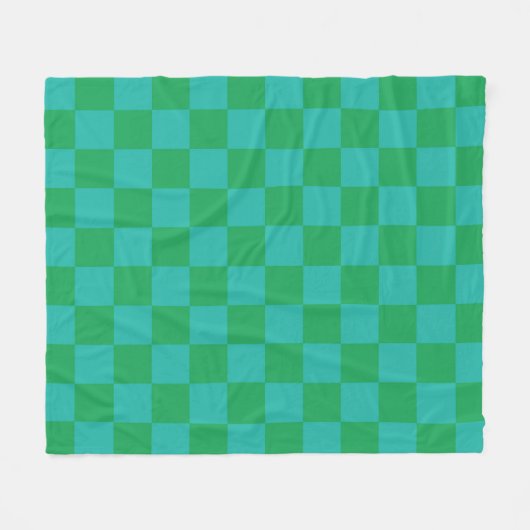 Green Blue Checkered Gingham Pattern Fleecedecke (Vorderseite (Horizontal))