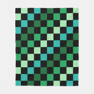 Green Blue Checkered Gingham Pattern Fleecedecke