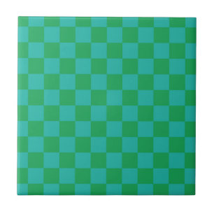 Green Blue Checkered Gingham Pattern Fliese