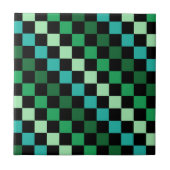 Green Blue Checkered Gingham Pattern Fliese (Vorderseite)