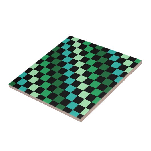 Green Blue Checkered Gingham Pattern Fliese (Seite)