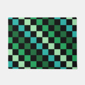 Green Blue Checkered Gingham Pattern Fußmatte (Vorderseite)