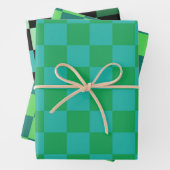 Green Blue Checkered Gingham Pattern Geschenkpapier Set (Beispiel)