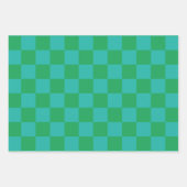 Green Blue Checkered Gingham Pattern Geschenkpapier Set (Vorderseite)