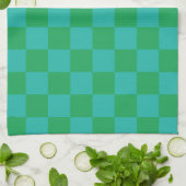 Green Blue Checkered Gingham Pattern Geschirrtuch (Gefaltet)