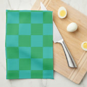 Green Blue Checkered Gingham Pattern Geschirrtuch (Viertel Falte)