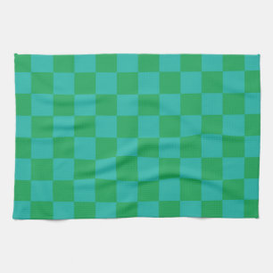 Green Blue Checkered Gingham Pattern Geschirrtuch