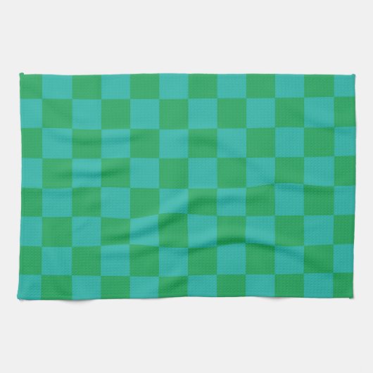 Green Blue Checkered Gingham Pattern Geschirrtuch (Horizontal)