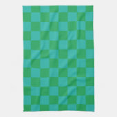 Green Blue Checkered Gingham Pattern Geschirrtuch (Vertikal)