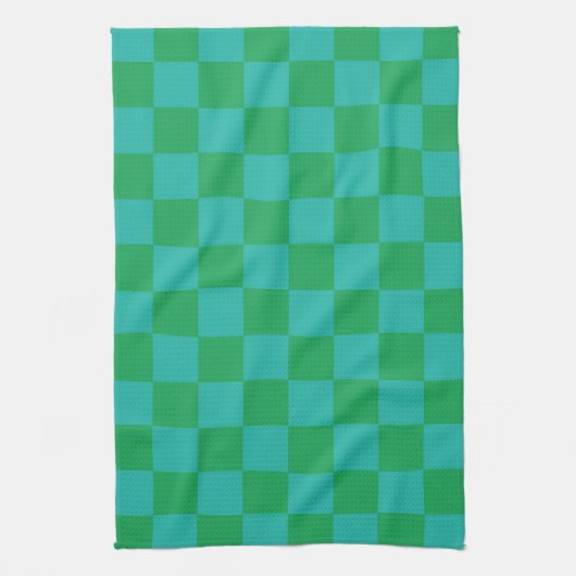 Green Blue Checkered Gingham Pattern Geschirrtuch (Vertikal)