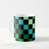 Green Blue Checkered Gingham Pattern Kaffeetasse (Vorderseite Links)