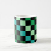 Green Blue Checkered Gingham Pattern Kaffeetasse (Mittel)