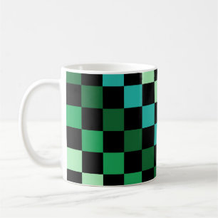 Green Blue Checkered Gingham Pattern Kaffeetasse