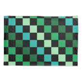 Green Blue Checkered Gingham Pattern Kissenbezug (Rückseite)