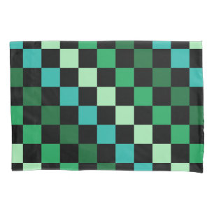 Green Blue Checkered Gingham Pattern Kissenbezug