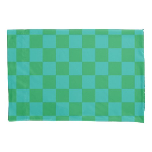 Green Blue Checkered Gingham Pattern Kissenbezug (Vorderseite)