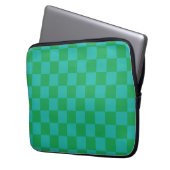 Green Blue Checkered Gingham Pattern Laptopschutzhülle (Vorderseite Links)