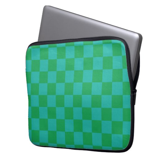 Green Blue Checkered Gingham Pattern Laptopschutzhülle (Vorderseite Links)